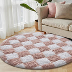 Fluffy Checkered Rugs Living Room Large Area Rug