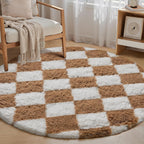 Fluffy Checkered Rugs Living Room Large Area Rug