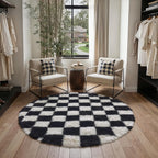 Fluffy Checkered Rugs Living Room Large Area Rug