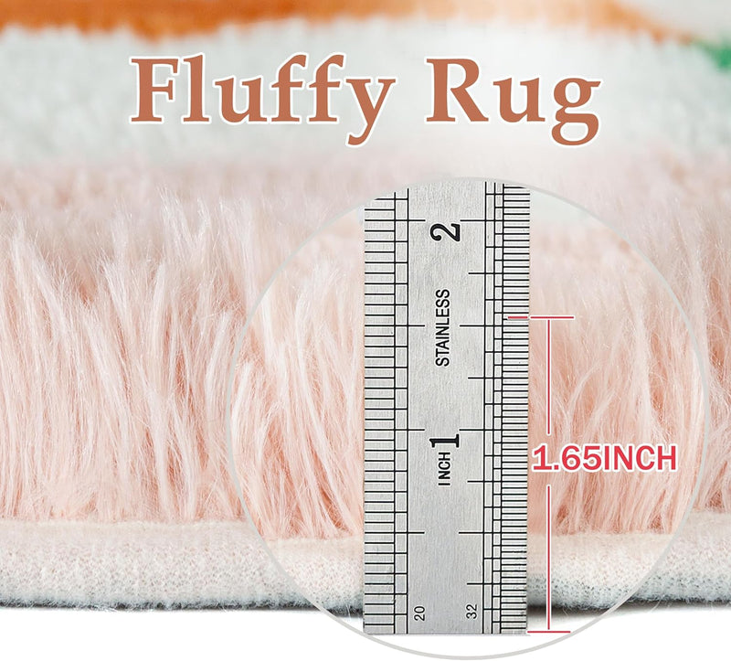 Fluffy Checkered Rugs Living Room Large Area Rug