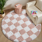 Fluffy Checkered Rugs Living Room Large Area Rug