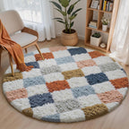 Fluffy Checkered Rugs Living Room Large Area Rug