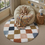 Fluffy Checkered Rugs Living Room Large Area Rug