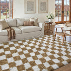Fluffy Checkered Rugs Living Room Large Area Rug