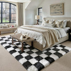 Fluffy Checkered Rugs Living Room Large Area Rug