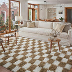 Fluffy Checkered Rugs Living Room Large Area Rug