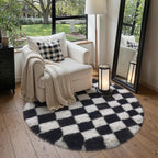 Fluffy Checkered Rugs Living Room Large Area Rug