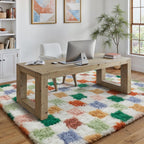 Fluffy Checkered Rugs Living Room Large Area Rug