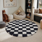 Fluffy Checkered Rugs Living Room Large Area Rug
