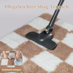 Fluffy Checkered Rugs Living Room Large Area Rug