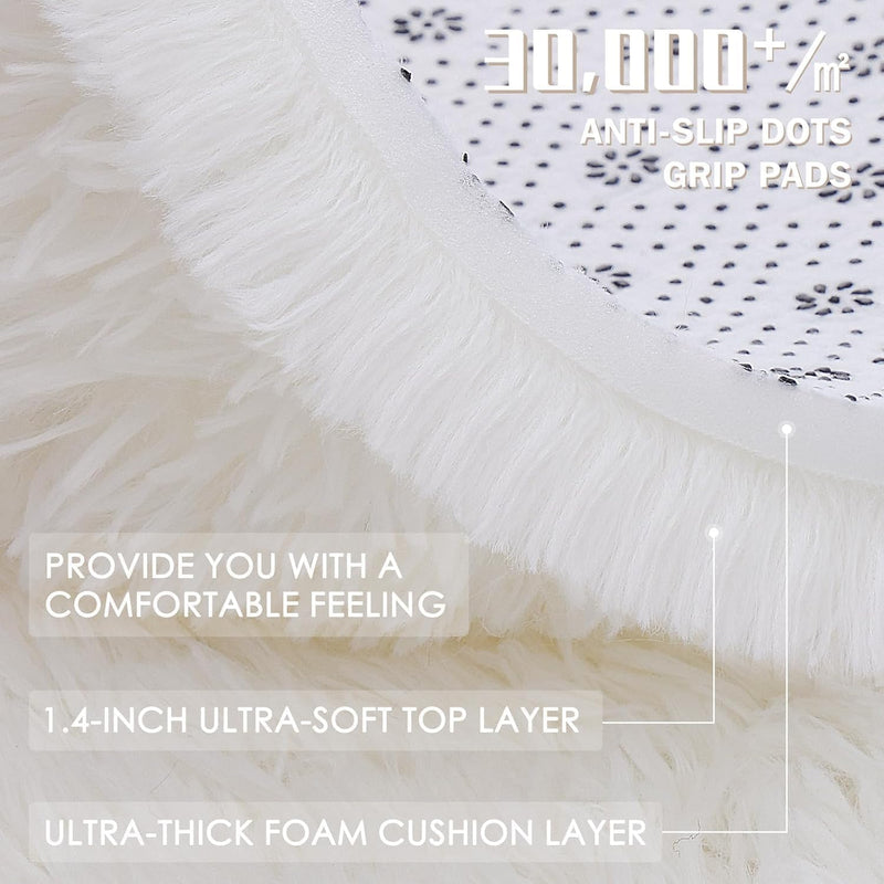 Fluffy High Pile Rugs Living Room Washable Large
