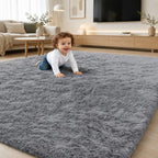 Fluffy High Pile Rugs Living Room Large Anti
