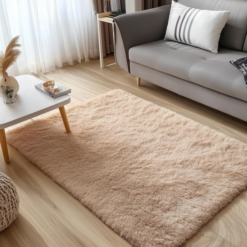 Fluffy High Pile Rugs Living Room Washable Large
