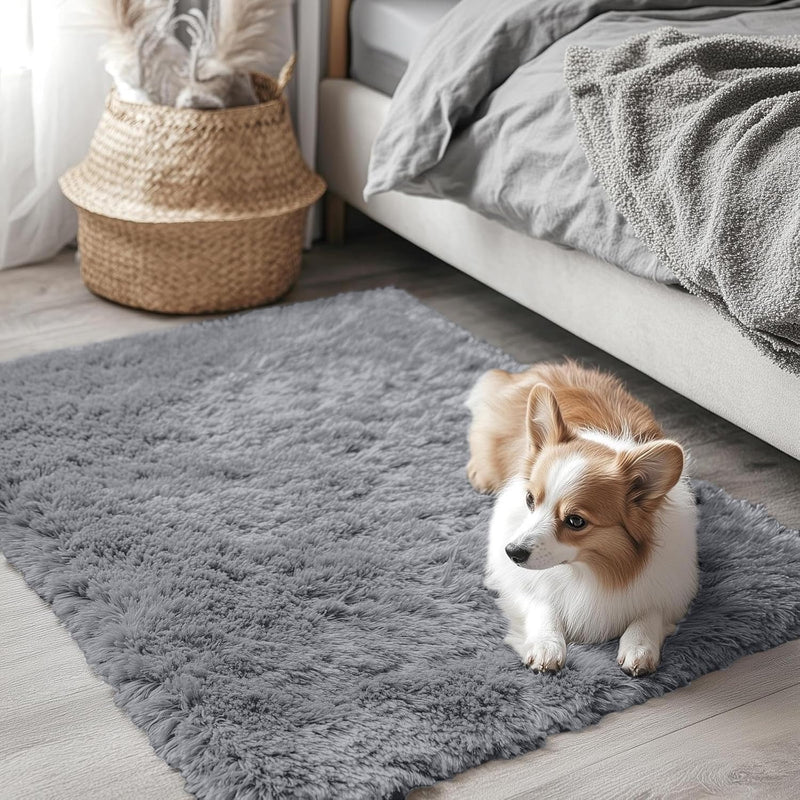 Fluffy High Pile Rugs Living Room Washable Large