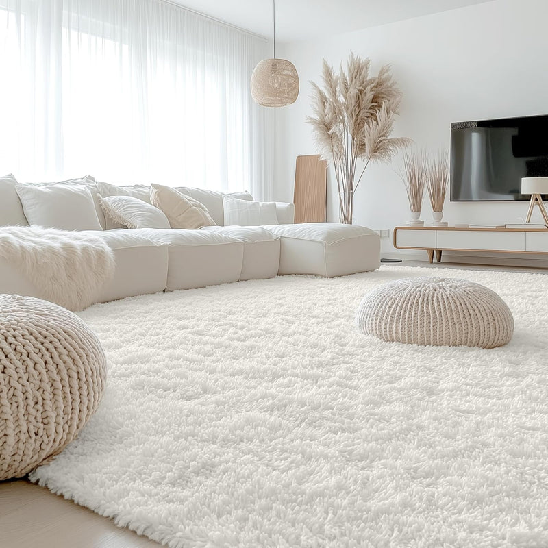 Fluffy High Pile Rugs Living Room Washable Large