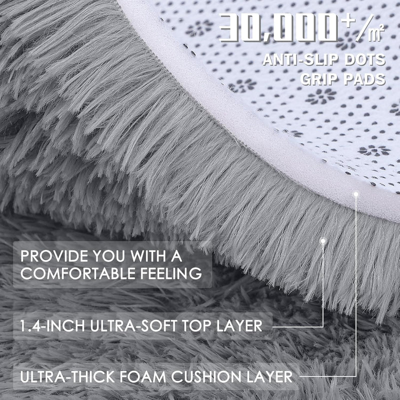 Fluffy High Pile Rugs Living Room Washable Large