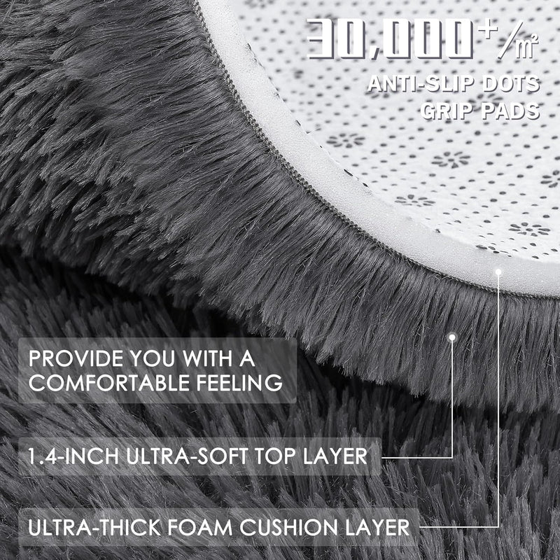 Fluffy High Pile Rugs Living Room Washable Large