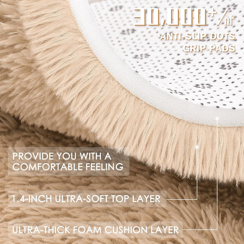 Fluffy High Pile Rugs Living Room Washable Large