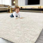 Fluffy High Pile Rugs Living Room Large Anti