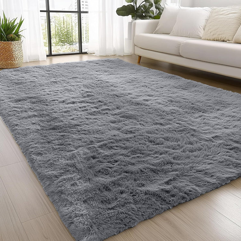 Fluffy High Pile Rugs Living Room Washable Large