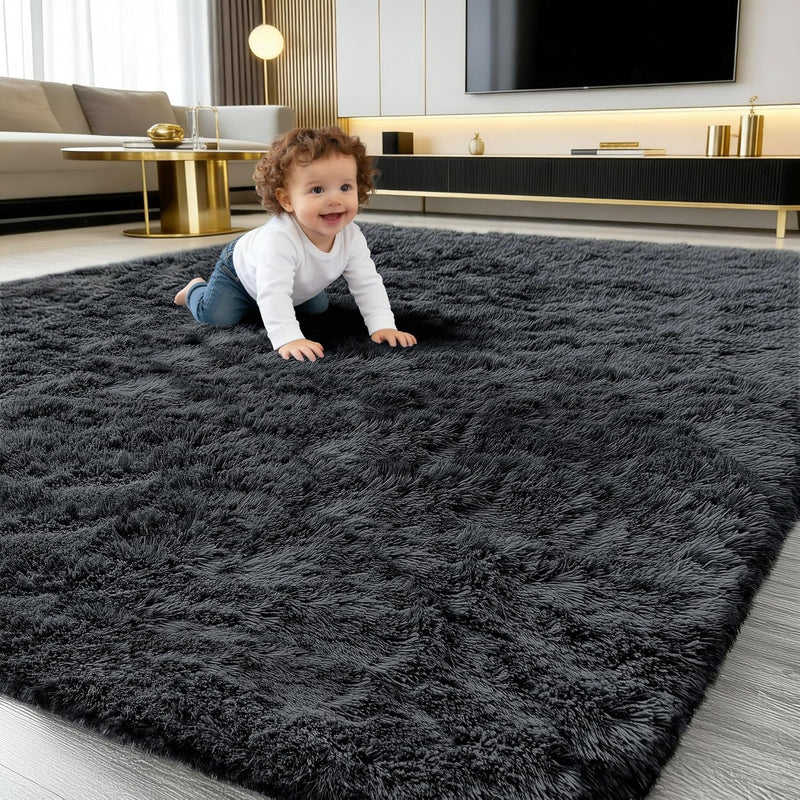 Fluffy High Pile Rugs Living Room Washable Large