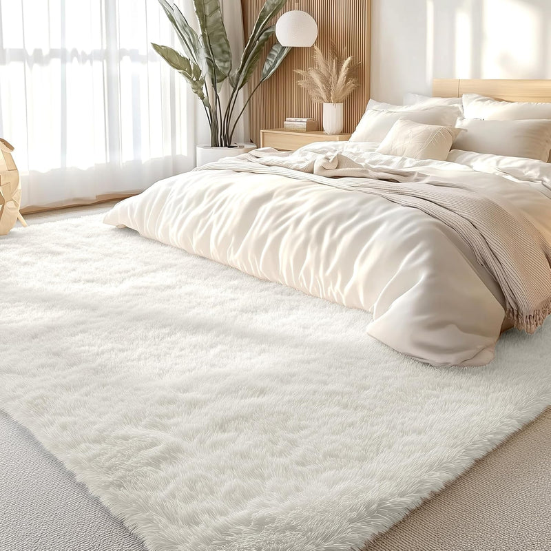 Fluffy High Pile Rugs Living Room Washable Large