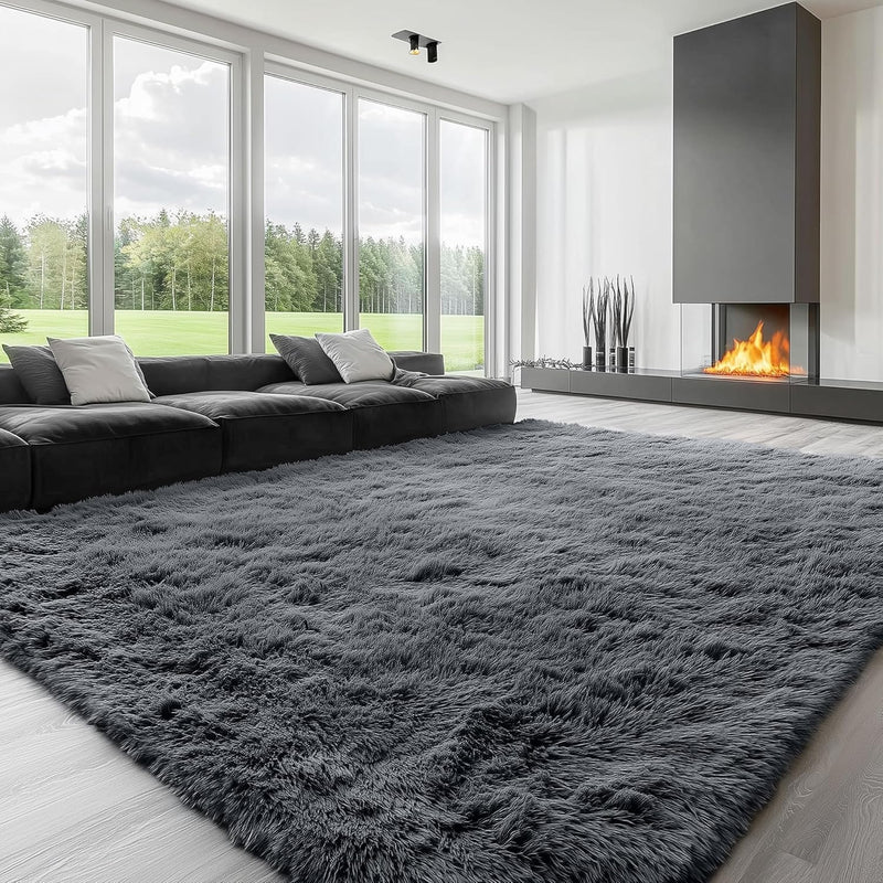 Fluffy High Pile Rugs Living Room Washable Large
