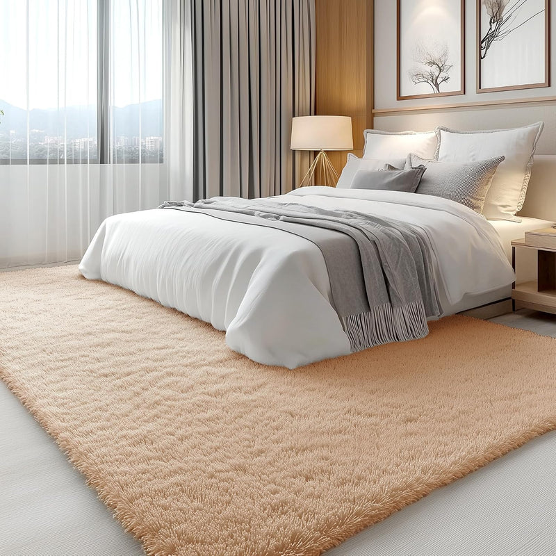 Fluffy High Pile Rugs Living Room Washable Large