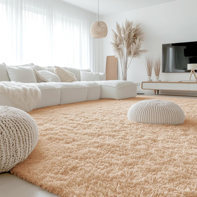 Fluffy High Pile Rugs Living Room Washable Large