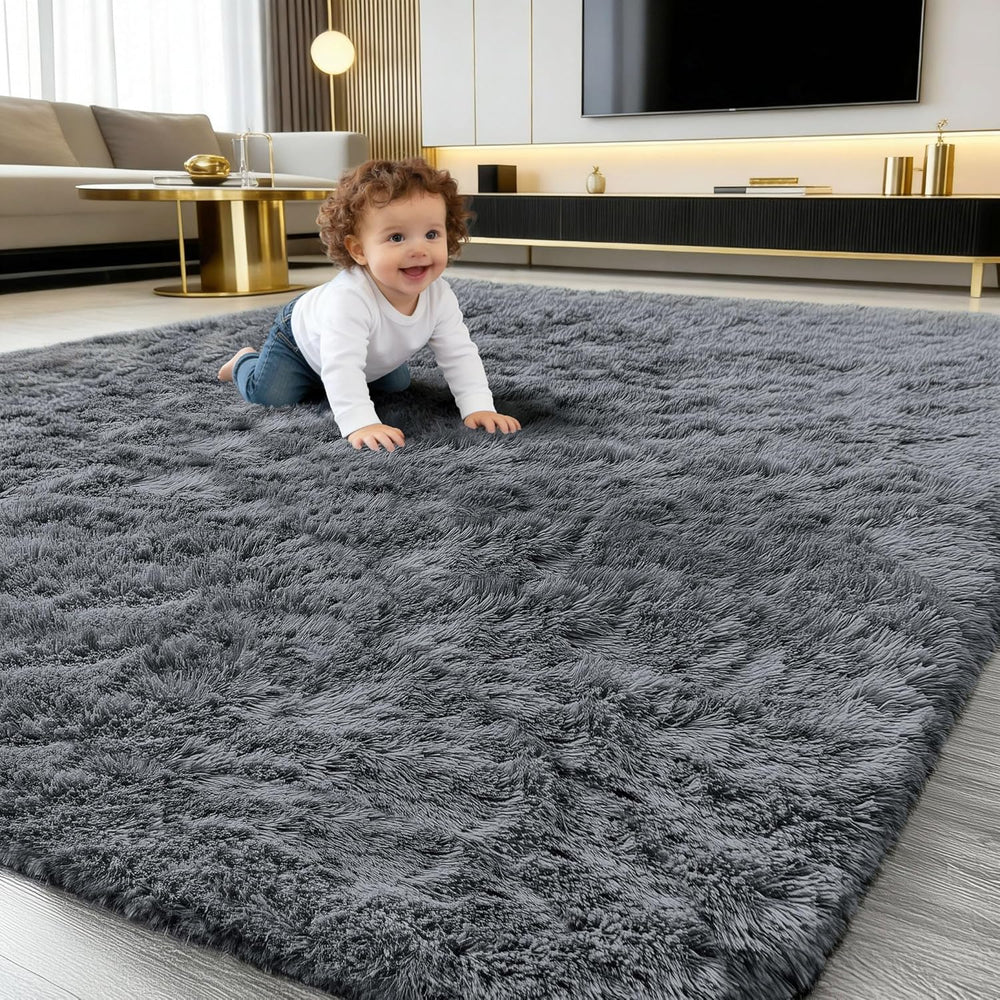 Fluffy High Pile Rugs Living Room Washable Large