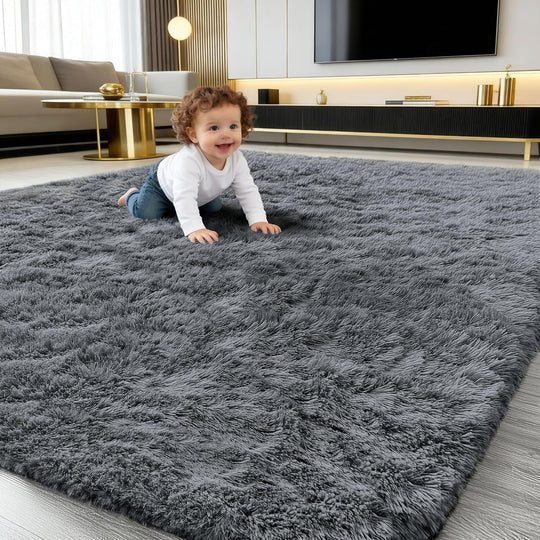 Fluffy High Pile Rugs Living Room Large Carpet