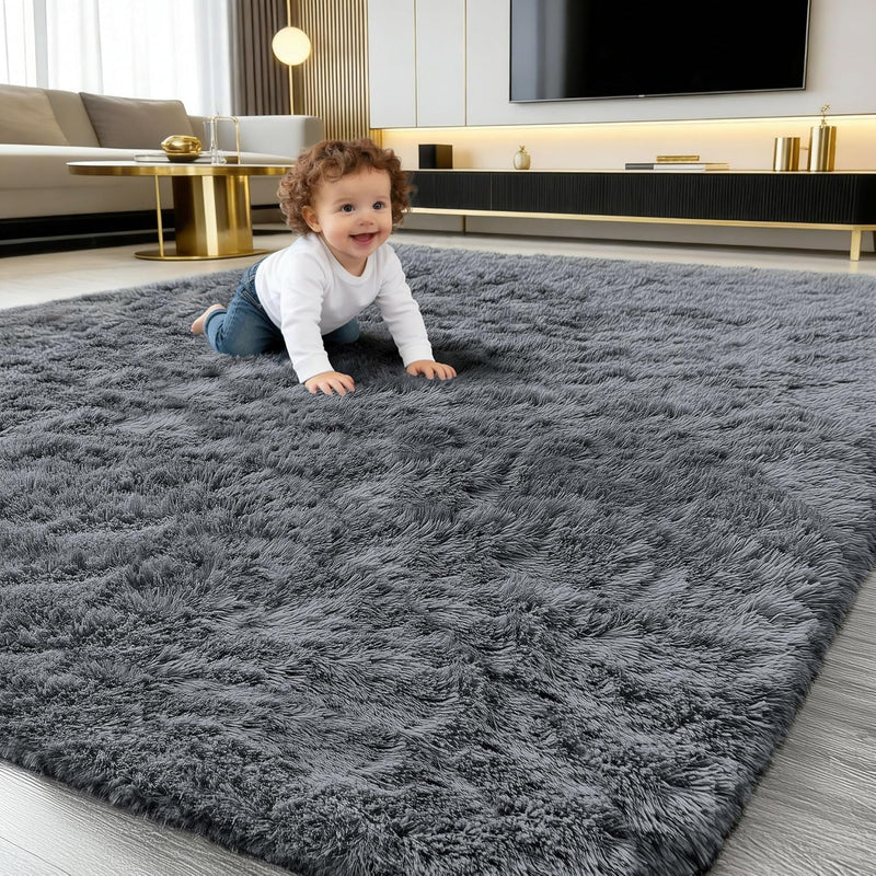 Fluffy High Pile Rugs Living Room Washable Large