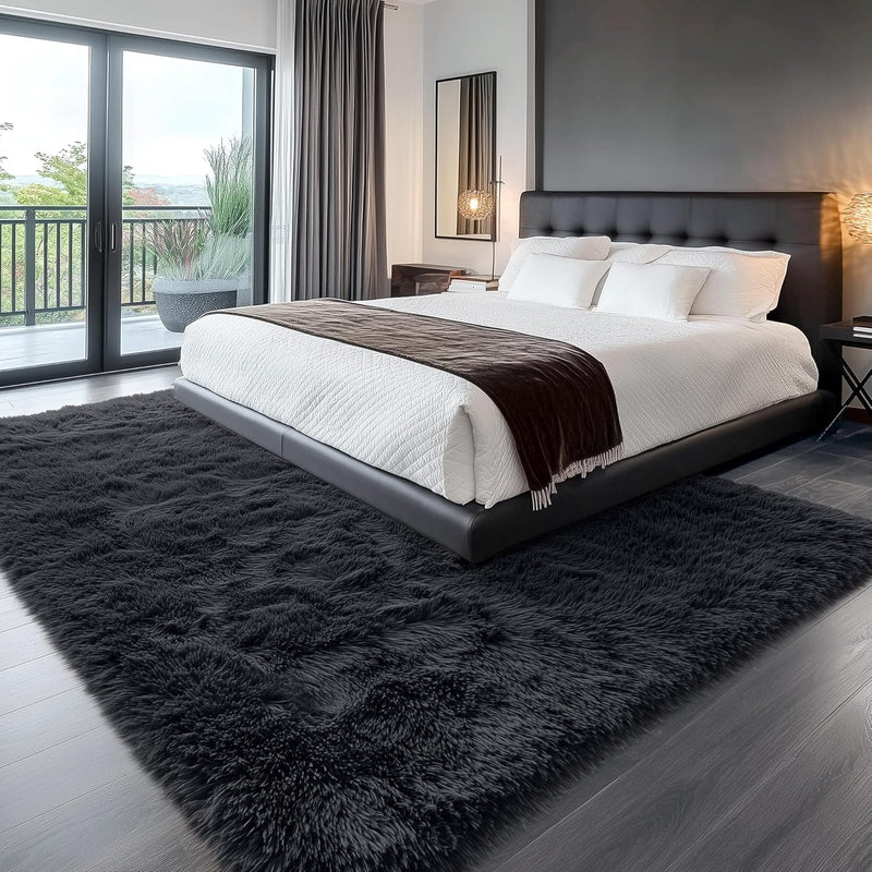Fluffy High Pile Rugs Living Room Washable Large