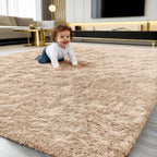 Fluffy High Pile Rugs Living Room Large Anti