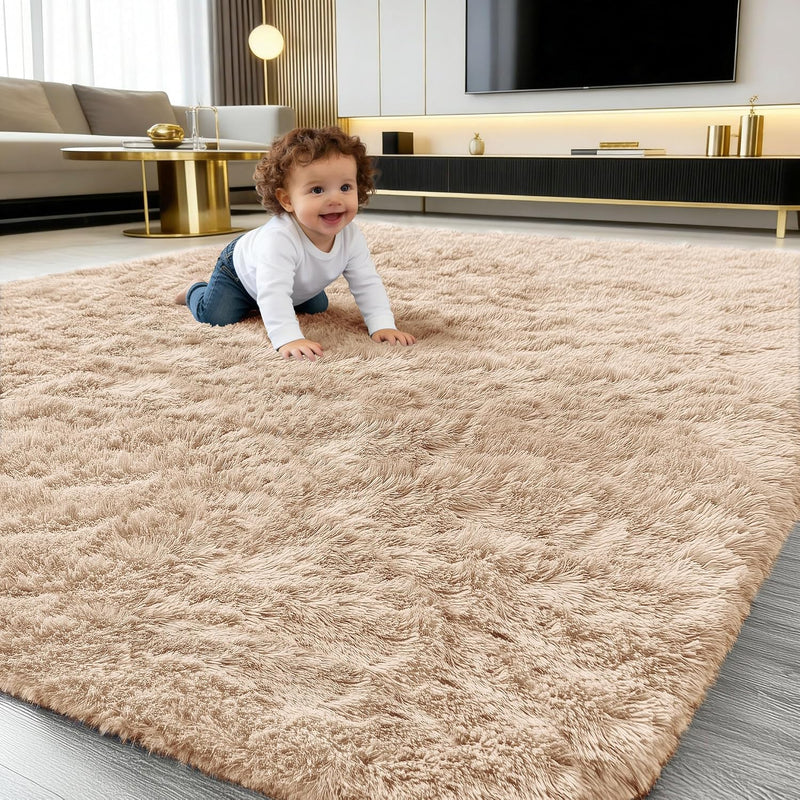 Fluffy High Pile Rugs Living Room Washable Large
