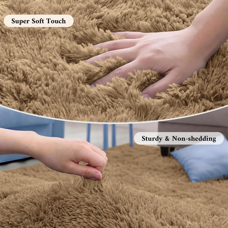 Fluffy High Pile Rugs Living Room Large Carpet