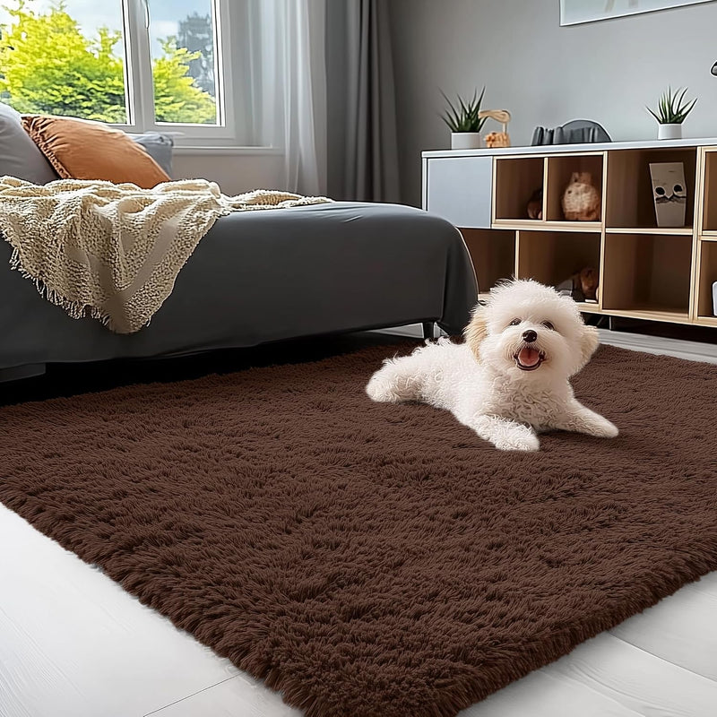 Fluffy High Pile Rugs Living Room Large Carpet