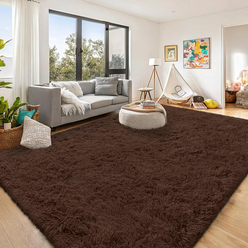 Fluffy High Pile Rugs Living Room Large Carpet