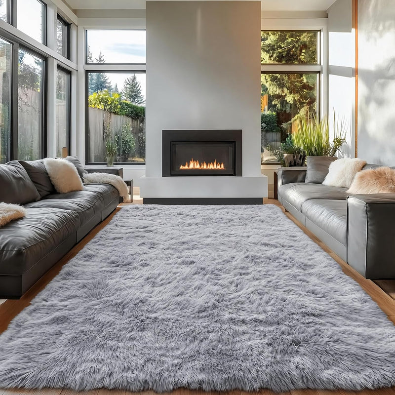 Fluffy High Pile Rugs Living Room Large Carpet