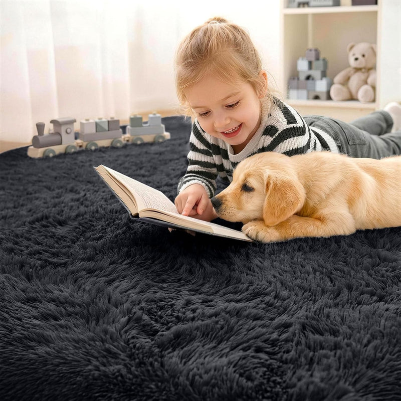Fluffy High Pile Rugs Living Room Large Carpet