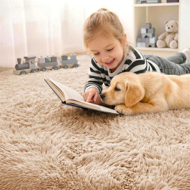 Fluffy High Pile Rugs Living Room Large Carpet