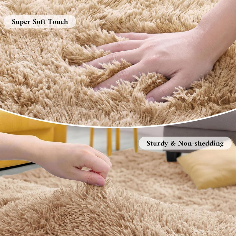 Fluffy High Pile Rugs Living Room Large Carpet