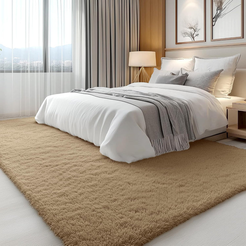 Fluffy High Pile Rugs Living Room Large Carpet