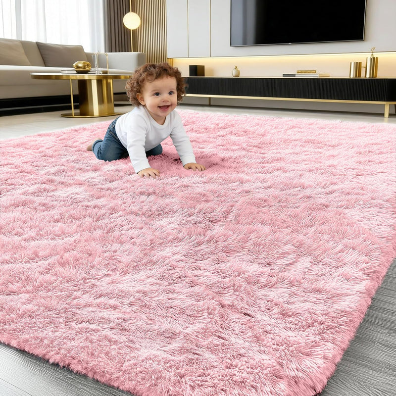 Fluffy High Pile Rugs Living Room Large Carpet