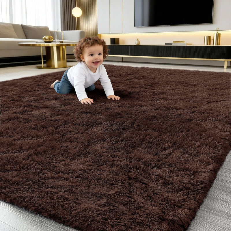 Fluffy High Pile Rugs Living Room Large Carpet