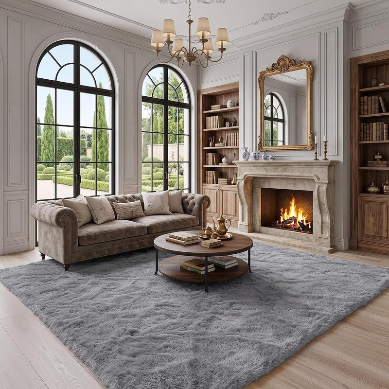 Fluffy High Pile Rugs Living Room Washable Large