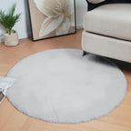 Round Rug Soft Faux Rabbit Fur