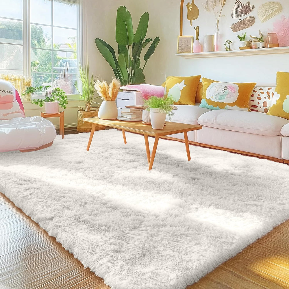 Fluffy Shaggy Rugs Living Room Large Anti Slip