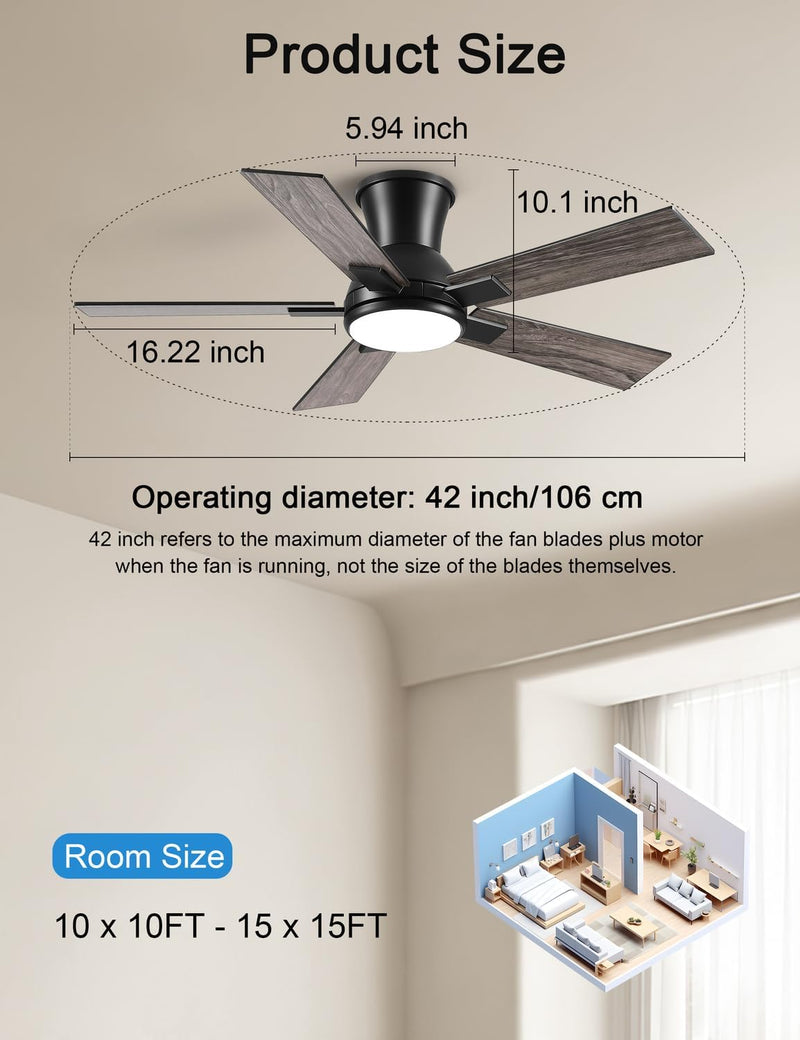 Flush Mount Ceiling Fan with Light