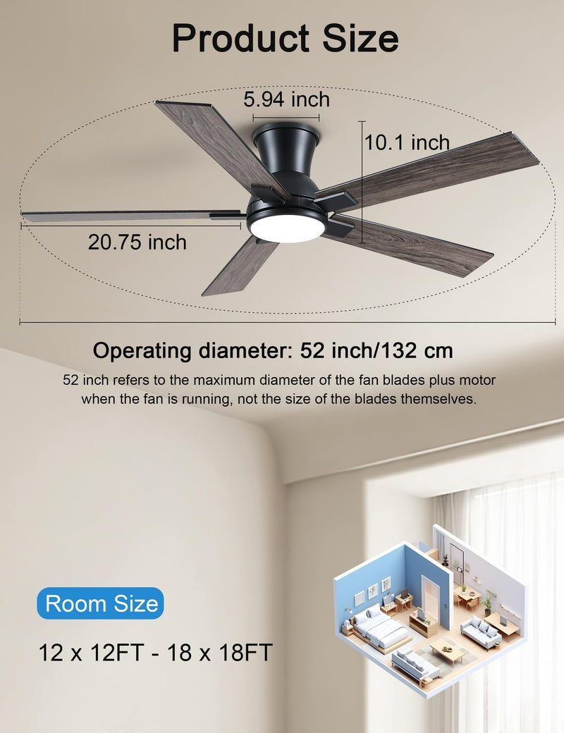 Flush Mount Ceiling Fan with Light